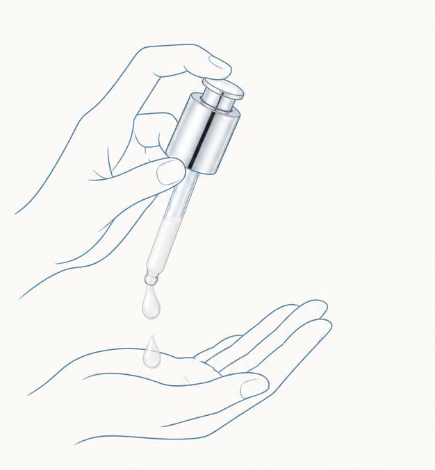 STEP 1 取1-2泵精华在手心